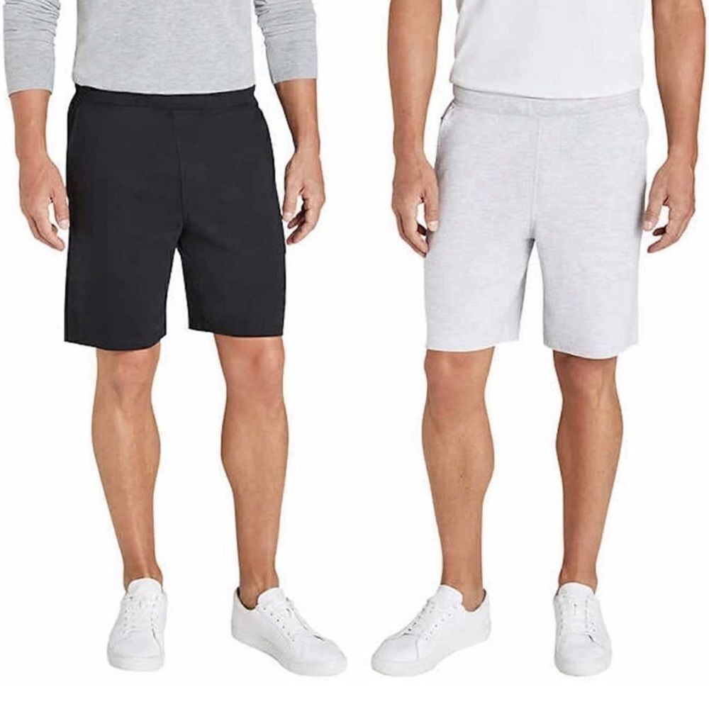 Eddie Bauer Men's 2-Pack Black & Gray Lounge Knit Zipper Pockets Shorts XXL